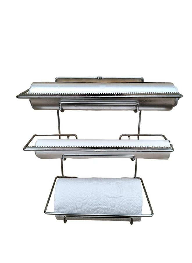 easy root Multipurpose 3 in 1 Kitchen Triple Paper Roll Dispenser & Holder, Wrap Holds Aluminium Foil, Cling Film Plastic Wrap, and Tissue Paper Towels Organizer (Set of 1) - Image 5
